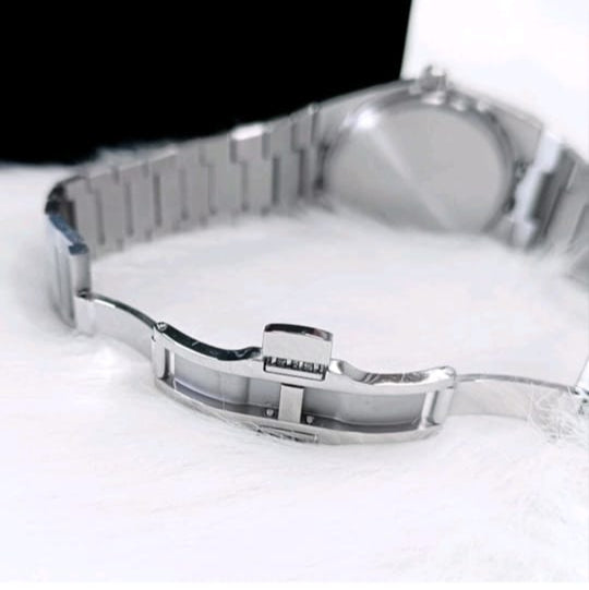 Silver watch on a white background