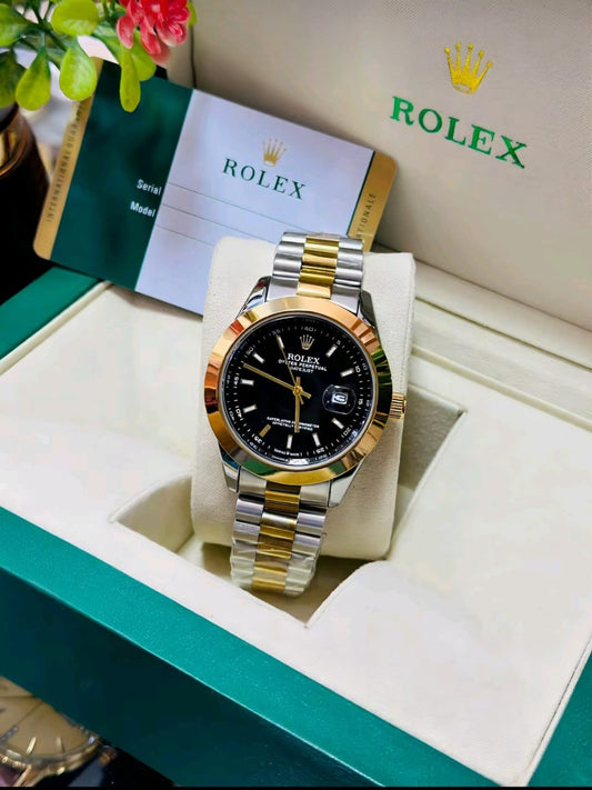 Rolex Golden Men's Watch – 18K Yellow Gold, Swiss Automatic Movement, Luxury President or Day-Date Timepiece